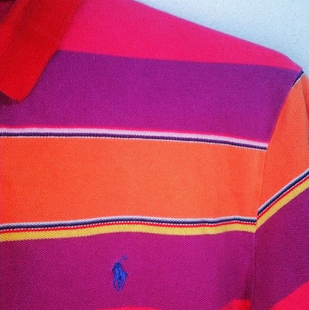 Polo Ralph Lauren Pink/Orange Striped Polo Shirt